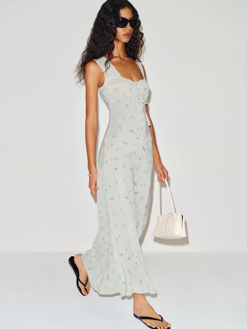 Reformation Saphira Dress size XS light blue / green floral NEW